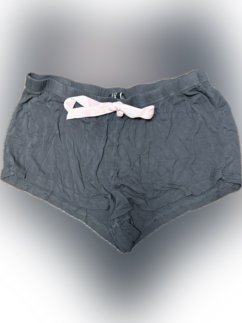 Bebe Women’s Gray Sleep Shorts with Pink Tie Waist | Sz XL
